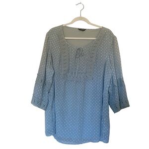 Women's Light Turquoise Lace Trimmed Top